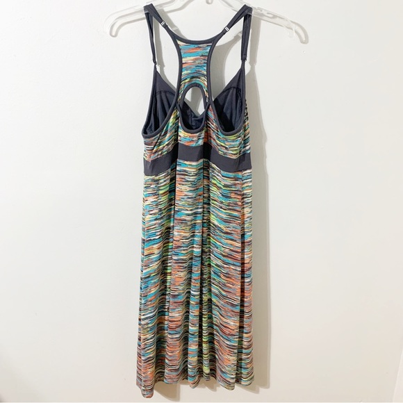 Dakini Multi Colored Stretch Dress Racerback with Cutout Banded Waistline Midi - Picture 3 of 7